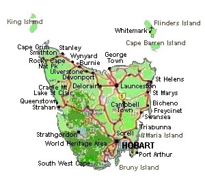 Tasmanien Karta | skinandscones